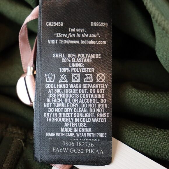 Ted Baker Pikaa Khaki Green Halter Swimsuit Size 10 New - Picture 11 of 11